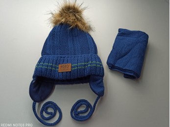 Набір шапка + шарф для хлопчика синій (14)